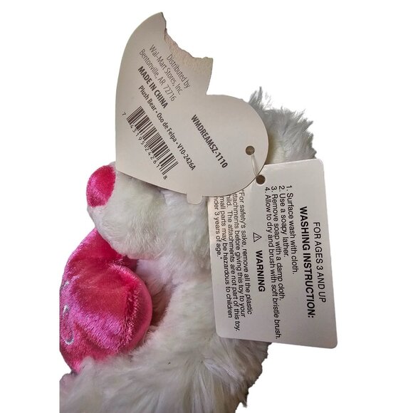 Walmart Teddy Bear Valentines White Pink Heart Only You 7" Plush Stuffed Animal - Picture 9 of 9